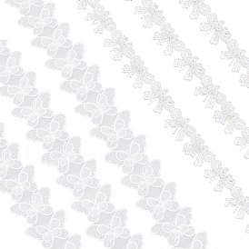 Nbeads 2 yards 2 styles ruban de bordure en dentelle bowknot, avec des perles en plastique imitation perles, pour la broderie de vêtements de décoration de bricolage