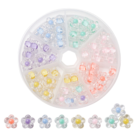 63pcs 7 couleurs perles acryliques transparentes, Perle en bourrelet, fleur