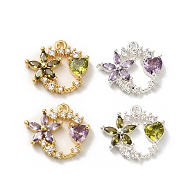 Латунные микро проложить кубического циркония подвески, венок, настоящее 18k позолоченное/925 посеребренное