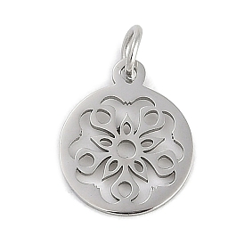 304 прелести нержавеющей стали, с целью перехода в кольце, лазерная резка, плоская круглая с подвеской в виде цветка