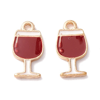 Colgantes de la aleación del esmalte, forma de copa de vino tinto, dorado