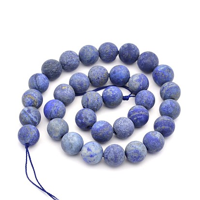 Frosted Round Natural Lapis Lazuli Beads Strands