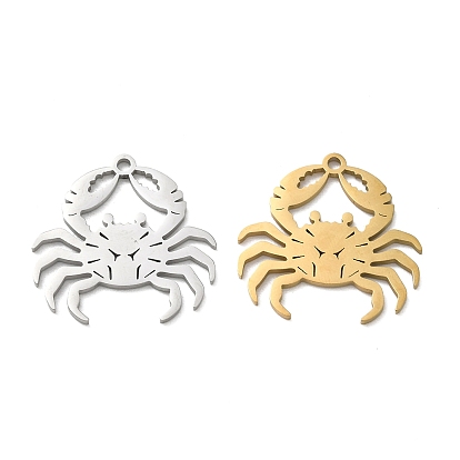 304 Stainless Steel Pendants, Crab Charms, Cut-Out