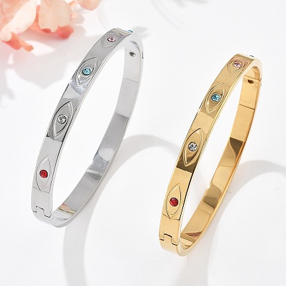 Глаз 304 браслеты из нержавеющей стали со стразами для женщин, ионное покрытие (ip)