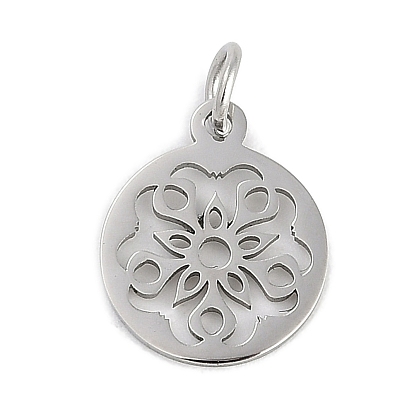 304 прелести нержавеющей стали, с целью перехода в кольце, лазерная резка, плоская круглая с подвеской в виде цветка