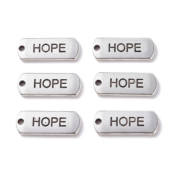 (Defective Closeout Sale: Blister) Tibetan Style Alloy Inspirational Message Pendants, Rectangle with Word