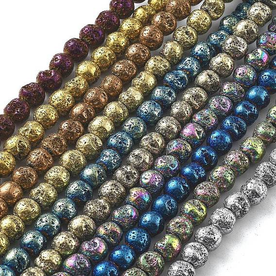 Гальванические бусины из натуральной лавы, круглые