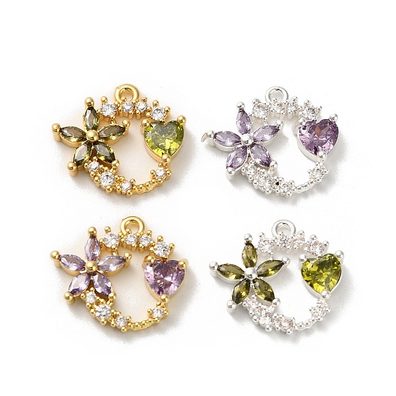 Латунные микро проложить кубического циркония подвески, венок, настоящее 18k позолоченное/925 посеребренное