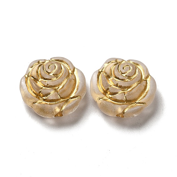 Прозрачных бусин акриловые покрытия, золотой металл обвитыми, роза, матовые