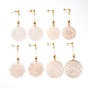 Stud Earrings, with Brass Findings and 304 Stainless Steel Stud Earring Findings, with Ear Nuts, Flat Round & Flower