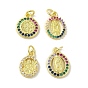 Brass Micro Pave Cubic Zirconia Charms, Cadmium Free & Nickel Free & Lead Free, Real 18K Gold Plated, Virgin Mary Pattern Charms