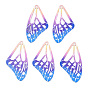 Spray Painted 430 Stainless Steel Filigree Pendants, Butterfly Wing Charm