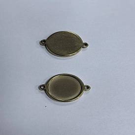 304 supports de connecteur de cabochon en acier inoxydable, plat rond, placage ionique (ip)