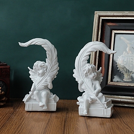 Ангел из смолы со статуэткой из перьев, статуэтки для дома и улицы, украшение для сада