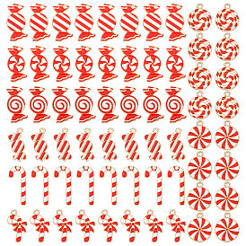 64 шт. 8 стили рождественские подвески из сплава с эмалью, золотой свет, конфеты