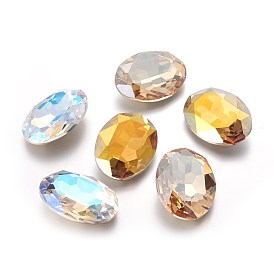 Cristal facetado señaló hacia cabujones de diamantes de imitación, espalda plateada, oval