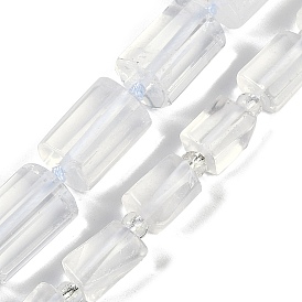 Natural Quartz Crystal Beads Strands, Faceted, Rock Crystal Column Beads, with Seed Beads