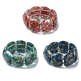 Dyed Natural Imperial Jasper & Synthetic Opal Stretch Bracelets, Epoxy Resin Domino Bracelets for Women
