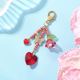 Украшения из стеклянных бусин, с цинковым сплавом застежками омаров коготь, сердце, цветок и бабочка