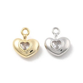 Латунные микро проложить кубического циркония подвески, без кадмия, без никеля и без свинца, сердце прелести