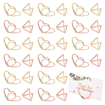 32PCS Iron Memo Note Photo Stand Holder & Carbon Steel Place Card Holders Sets, Triangle and Heart