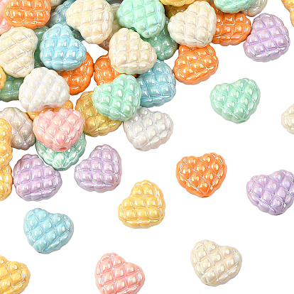 80 непрозрачные акриловые бусины, сердце, с покрытием AB цвета