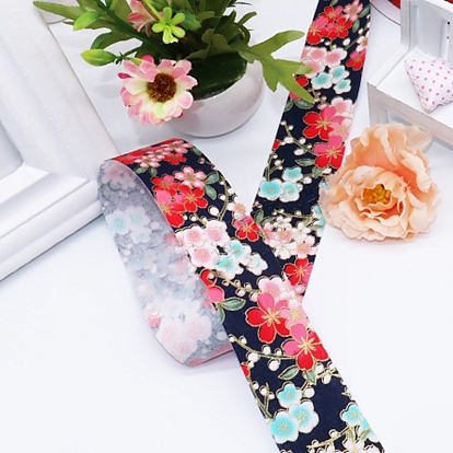 Cotton Flower/Bird/Peacock/Cat Shape/Wave Print Ribbons, for Clothing Ornament