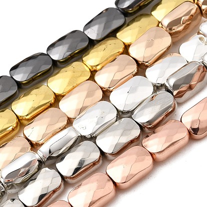 Стеклянные бусины с гальваническим покрытием , прямоугольные, граненые