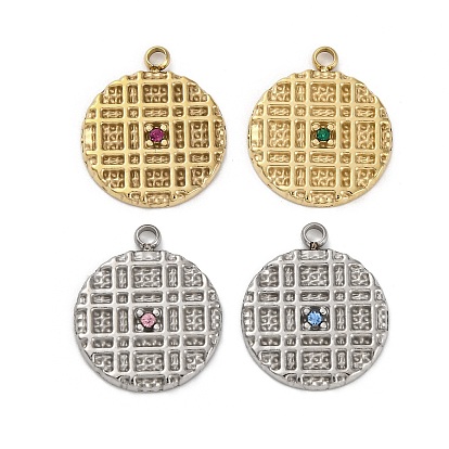 304 подвески из нержавеющей стали, со стразами, плоский круглый шарм