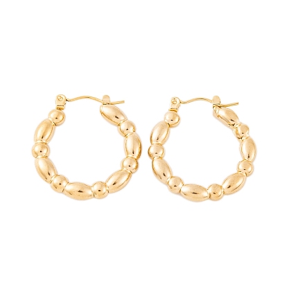 Ion Plating(IP) 304 Stainless Steel Hoop Earrings for Women, Textured Ring