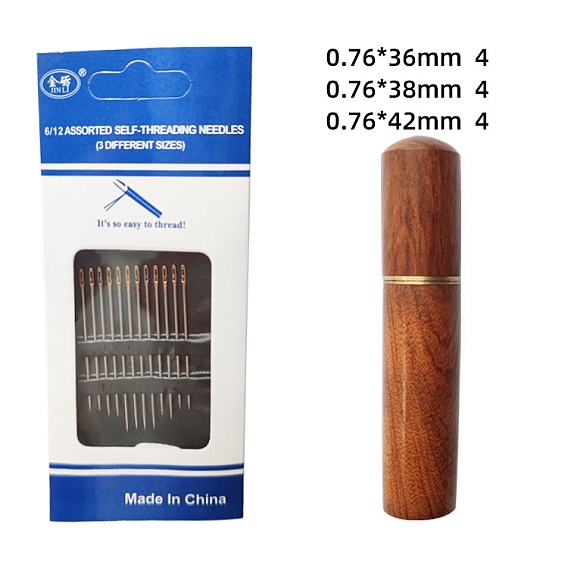 Iron Yarn Needles, Big Eye Blunt Needles, for Cross-Stitch, Knitting, Ribbon Embroidery, with Wood Box