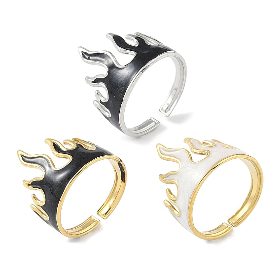 Ионное покрытие (ip) 304 эмаль из нержавеющей стали, манжеты в форме пламени, кольца на пальцах, открытые кольца для женщин