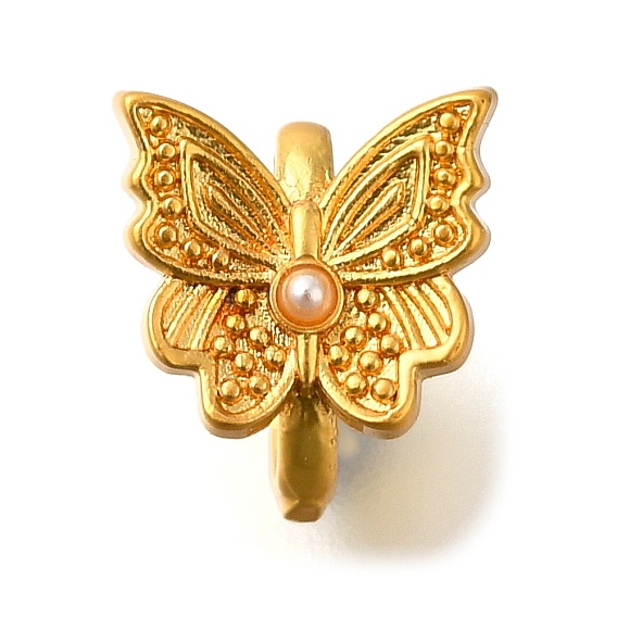 Латунные застежки-кольца, с искусственным жемчугом из АБС-пластика произвольного размера, долговечный, бабочка