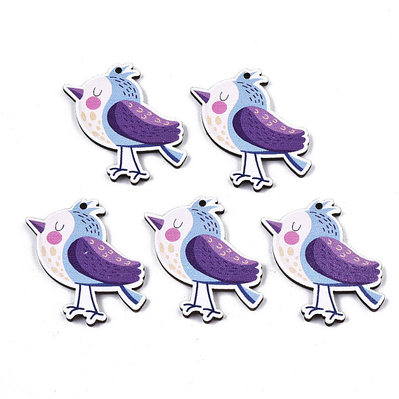 Pendentifs en tilleul imprimé, oiseau