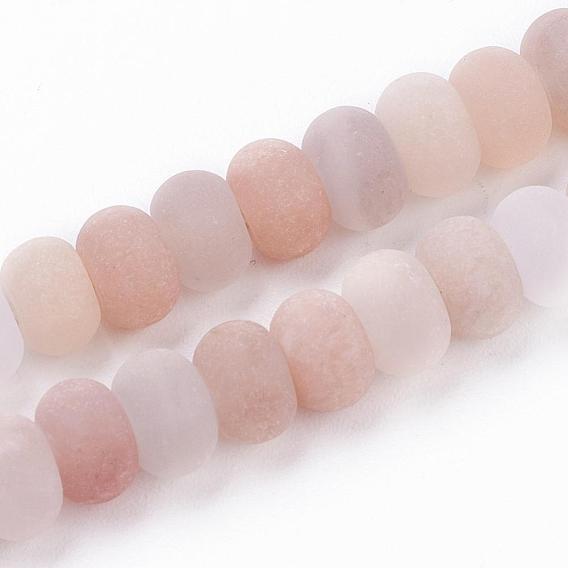 Natural Pink Aventurine Beads Strands, Frosted, Rondelle