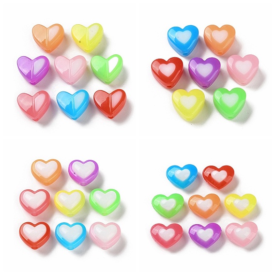 Двухцветные непрозрачные акриловые бусины, имитация желе, сердце