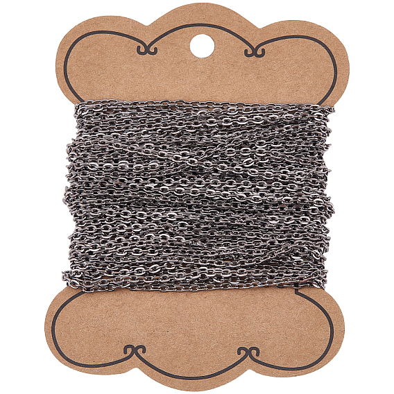 10m chaînes à câbles en fer, non soudée, avec bobine, Ovale Plat, sans cadmium et sans plomb, avec bobine de ruban 1pc