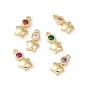 Brass Micro Pave Cubic Zirconia Pendants, Real 18K Gold Plated, Star