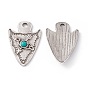 Synthetic Turquoise Half Round Pendants, Arrow Charms, with Rack Plating Alloy Findings