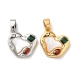 Brass Micro Pave Cubic Zirconia Pendants, Cadmium Free & Nickel Free & Lead Free, with Shell, Heart