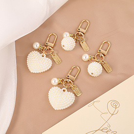 Chic Pearl Heart Keychain with Bluetooth Earphone Case and Bag Charm
