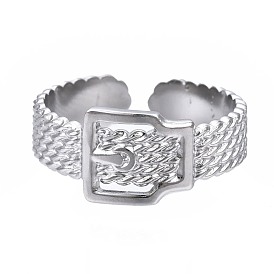 304 Stainless Steel Belt Buckle Shape Cuff Ring, Chunky Ring for Women