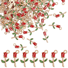 120 шт. Подвески из сплава эмали, роза форма, золотой свет