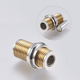 304 Stainless Steel Magnetic Clasps with Glue-in Ends, Grooved, Column