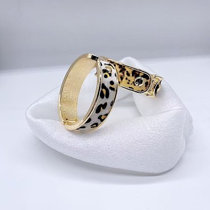 Браслеты из сплава и искусственной кожи на петлях, широкие браслеты для женщин, имитация леопардового принта