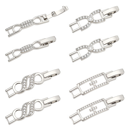8 шт. 4 стили застежки для часов с бантом, латунь, прозрачный кубический цирконий, без кадмия и без свинца, долговечный