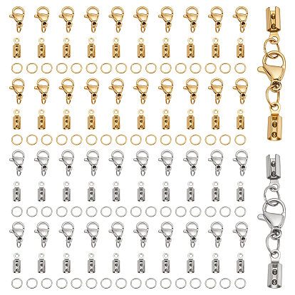 Наборы для изготовления ювелирных изделий своими руками, включая 304 складные зажимные концы из нержавеющей стали, карабины и открытые соединительные кольца