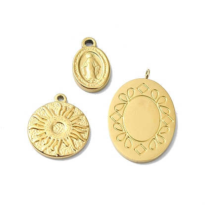 Ионное покрытие (ip) 304 подвески из нержавеющей стали, реальный 18 k позолоченный, овальная и плоская круглая подвеска