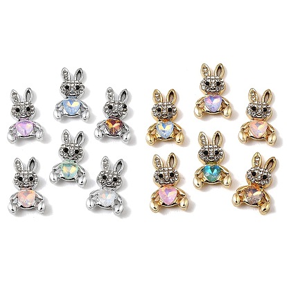 Подвески из сплава и страза, кролика прелести, со стеклом, uv покрытие, разноцветные