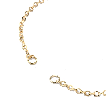 Brass Cable Chain Link Bracelet Making, Heart/Flat Round/Star Charm, Fit for Connector Charm